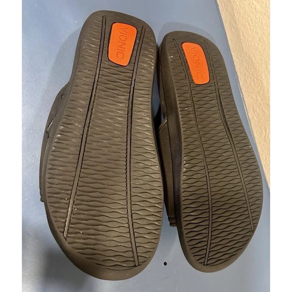 Vionic Men's Kiwi Slides Black 10 Comfort Sandal Arch Support Plantar Fasciitis